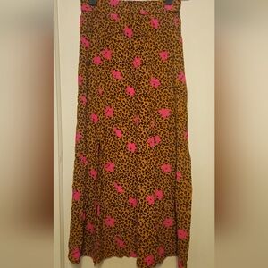 Elodie Leopard And Floral Print Pink and Brown Skirt